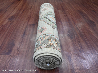 Peshawar Oushak hand-knotted wool runner in Gray & Dim Gray, 2'9" x 11'11" — SKU O020677 (view 4)