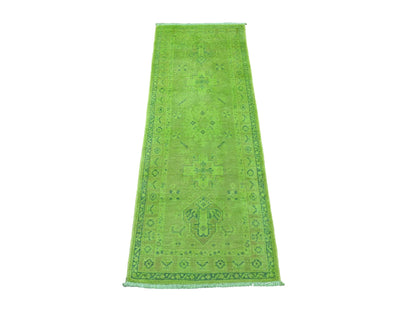 Overdyed 2'1" x 5'9" Tribal Hand knotted Wool Rug - Sku: O020678