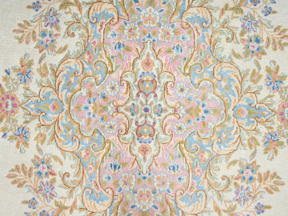 Kerman Vintage hand-knotted wool rug in Ivory & Light Blue, 8'9" x 15'2" — SKU O02067 (view 9)