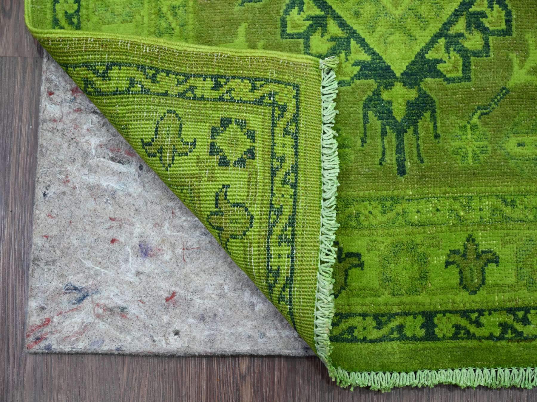Kazak Kazak hand-knotted wool runner in Overdyed & Green, 2'8" x 18'10" — SKU O020680 (view 2)
