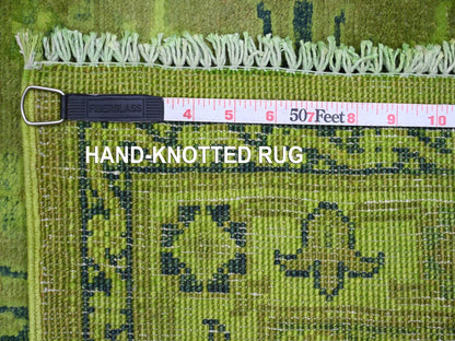 Kazak Kazak hand-knotted wool runner in Overdyed & Green, 2'8" x 18'10" — SKU O020680 (view 6)