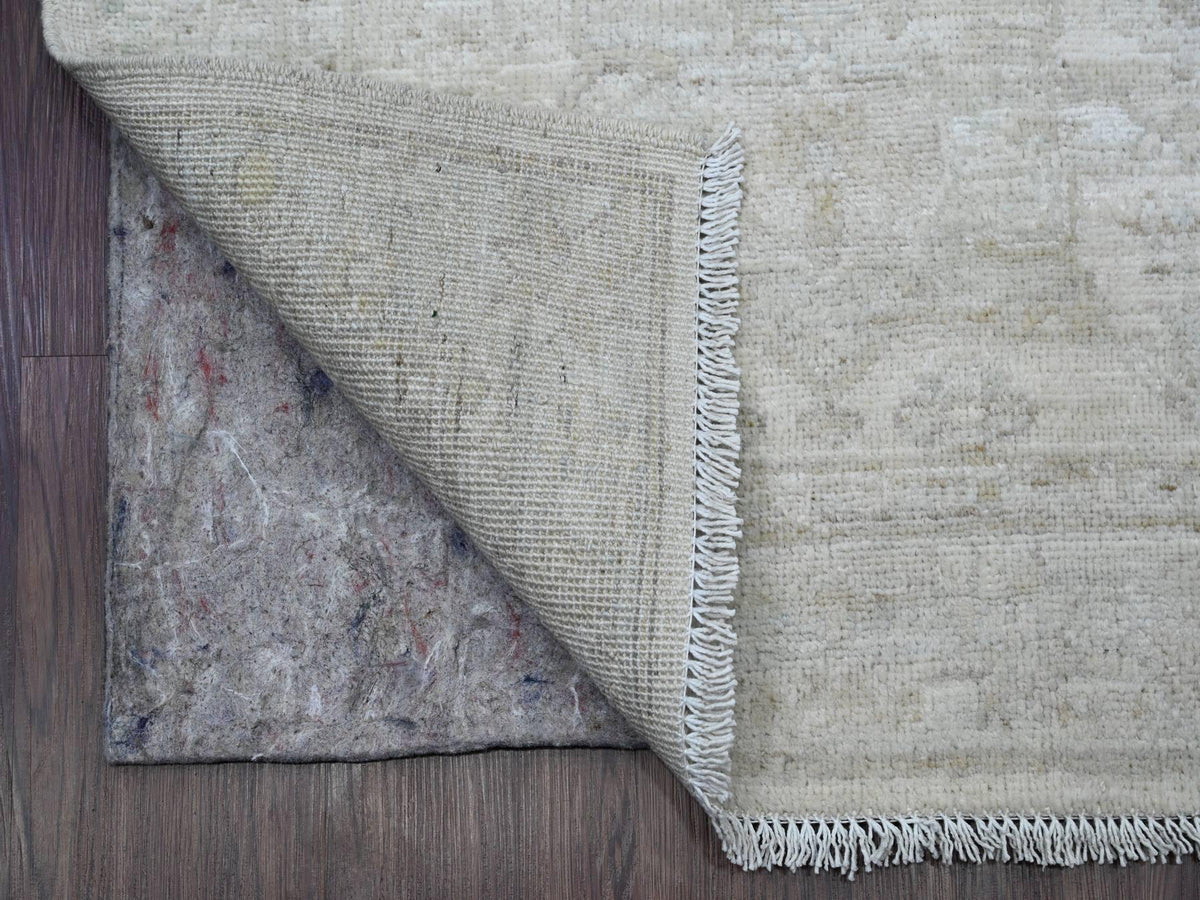 Peshawar Oushak hand-knotted wool runner in Ivory & Light Gray, 2'8" x 15'11" — SKU O020682 (view 2)