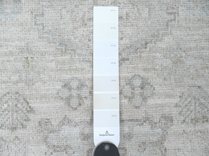 Peshawar Oushak hand-knotted wool runner in Ivory & Light Gray, 2'8" x 15'11" — SKU O020682 (view 3)