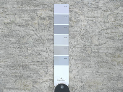 Peshawar Oushak hand-knotted wool runner in Gray & Ivory, 2'7" x 11'9" — SKU O020683 (view 3)