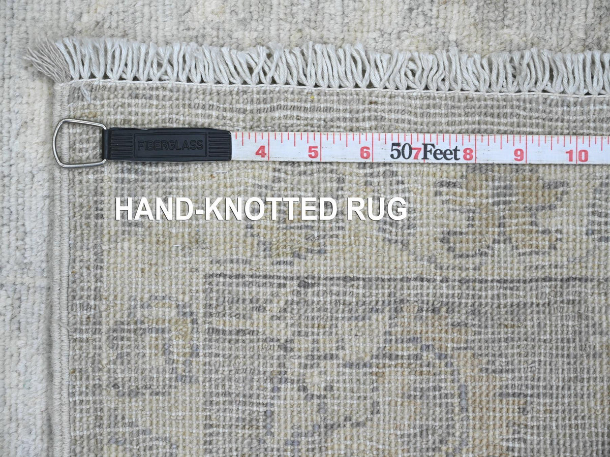 Peshawar Oushak hand-knotted wool runner in Gray & Ivory, 2'7" x 11'9" — SKU O020683 (view 6)