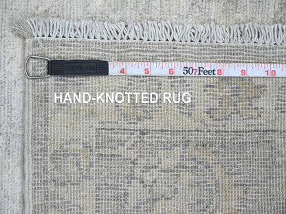 Peshawar Oushak hand-knotted wool runner in Gray & Ivory, 2'7" x 11'9" — SKU O020683 (view 6)