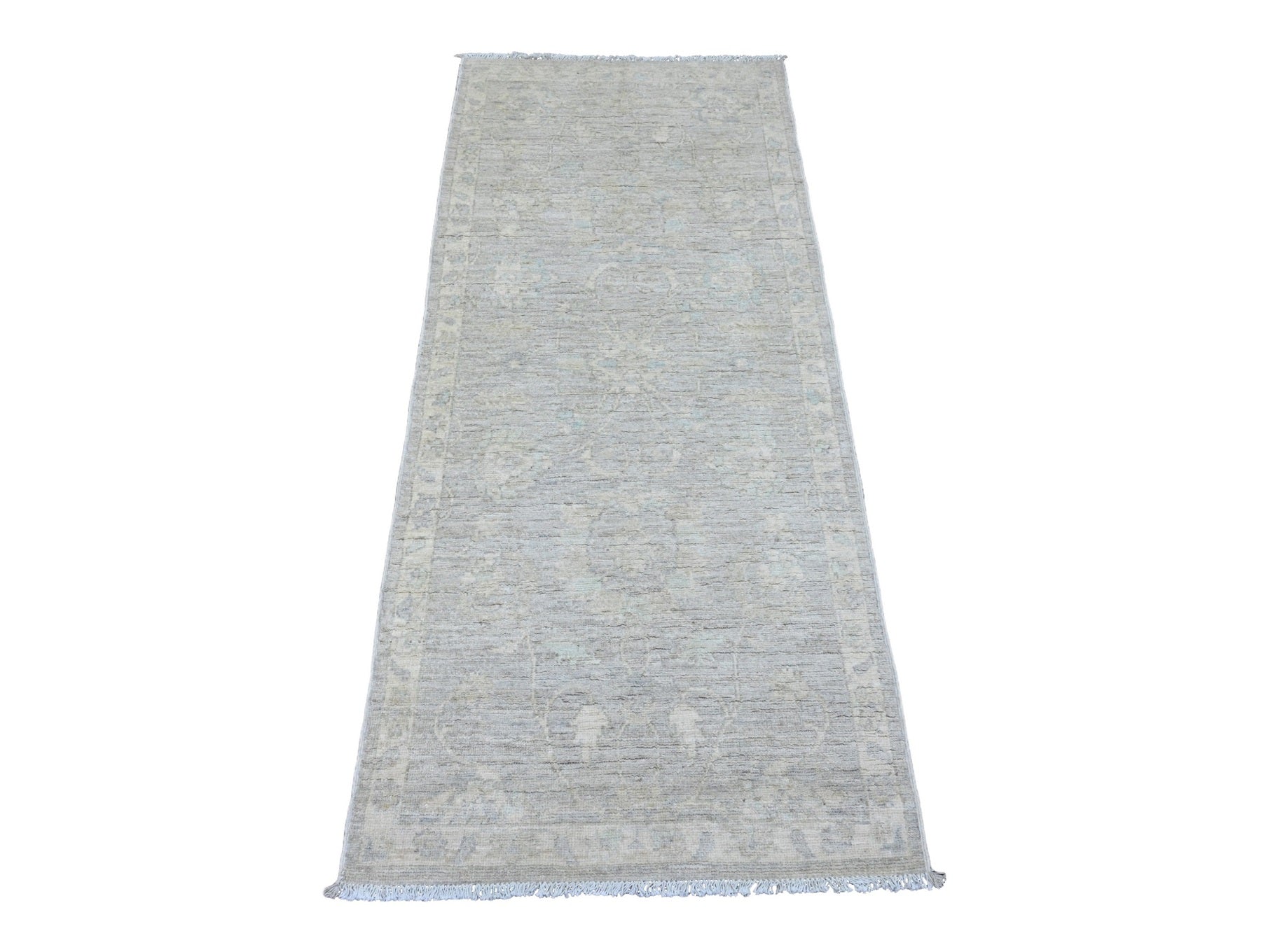 Peshawar Oushak hand-knotted wool rug in Gray & Ivory, 2'6" x 5'9" — SKU O020686