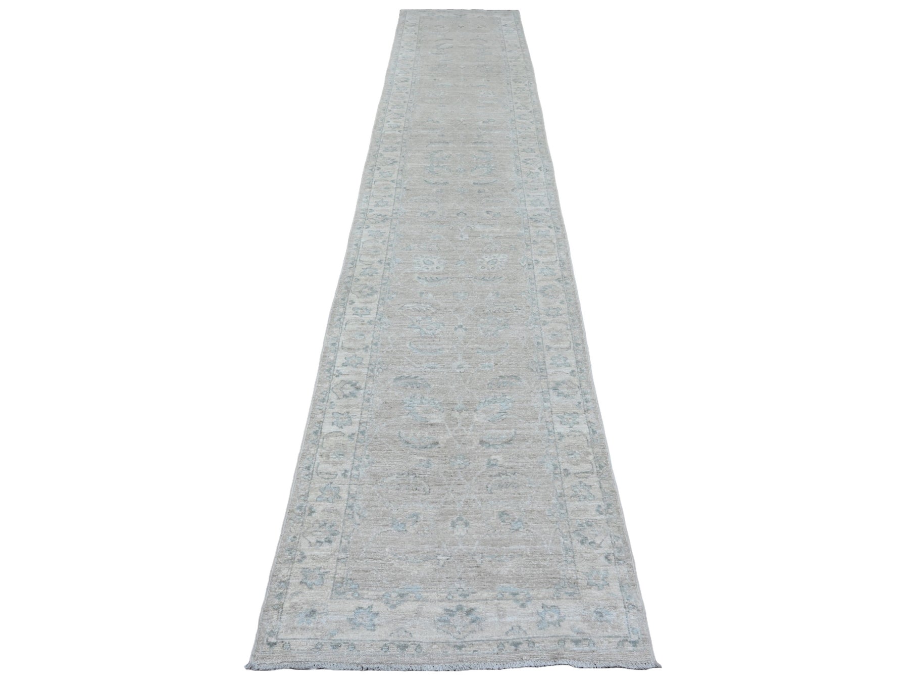 Brown 2'8" x 14'2" Oushak / Peshawar Hand knotted Wool Rug - Sku: O020689