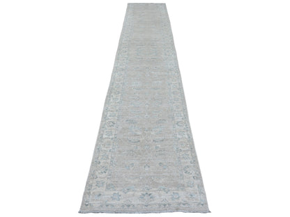 Brown 2'8" x 14'2" Oushak / Peshawar Hand knotted Wool Rug - Sku: O020689