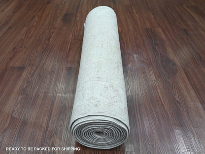 Brown 2'8" x 14'2" Oushak / Peshawar Hand knotted Wool Rug - Sku: O020689