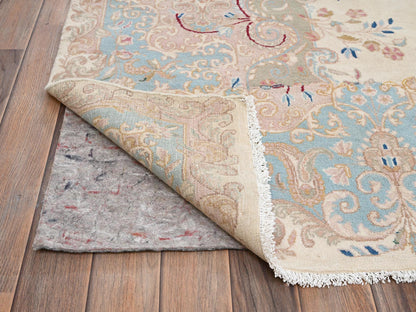 Kerman Vintage hand-knotted wool rug in Ivory & Light Blue, 11'10" x 14'2" — SKU O02068 (view 5)