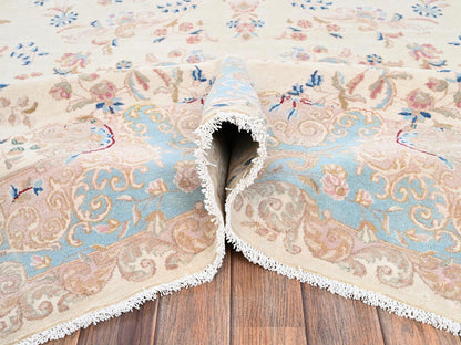 Ivory 11'10" x 14'2" Vintage Hand knotted Wool Rug - Sku: O02068