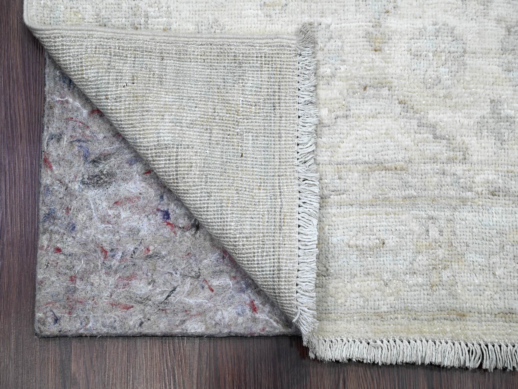 Peshawar Oushak hand-knotted wool runner in Ivory & Light Blue, 2'7" x 18'9" — SKU O020690 (view 2)