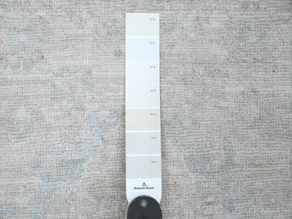 Peshawar Oushak hand-knotted wool runner in Ivory & Light Blue, 2'7" x 18'9" — SKU O020690 (view 3)