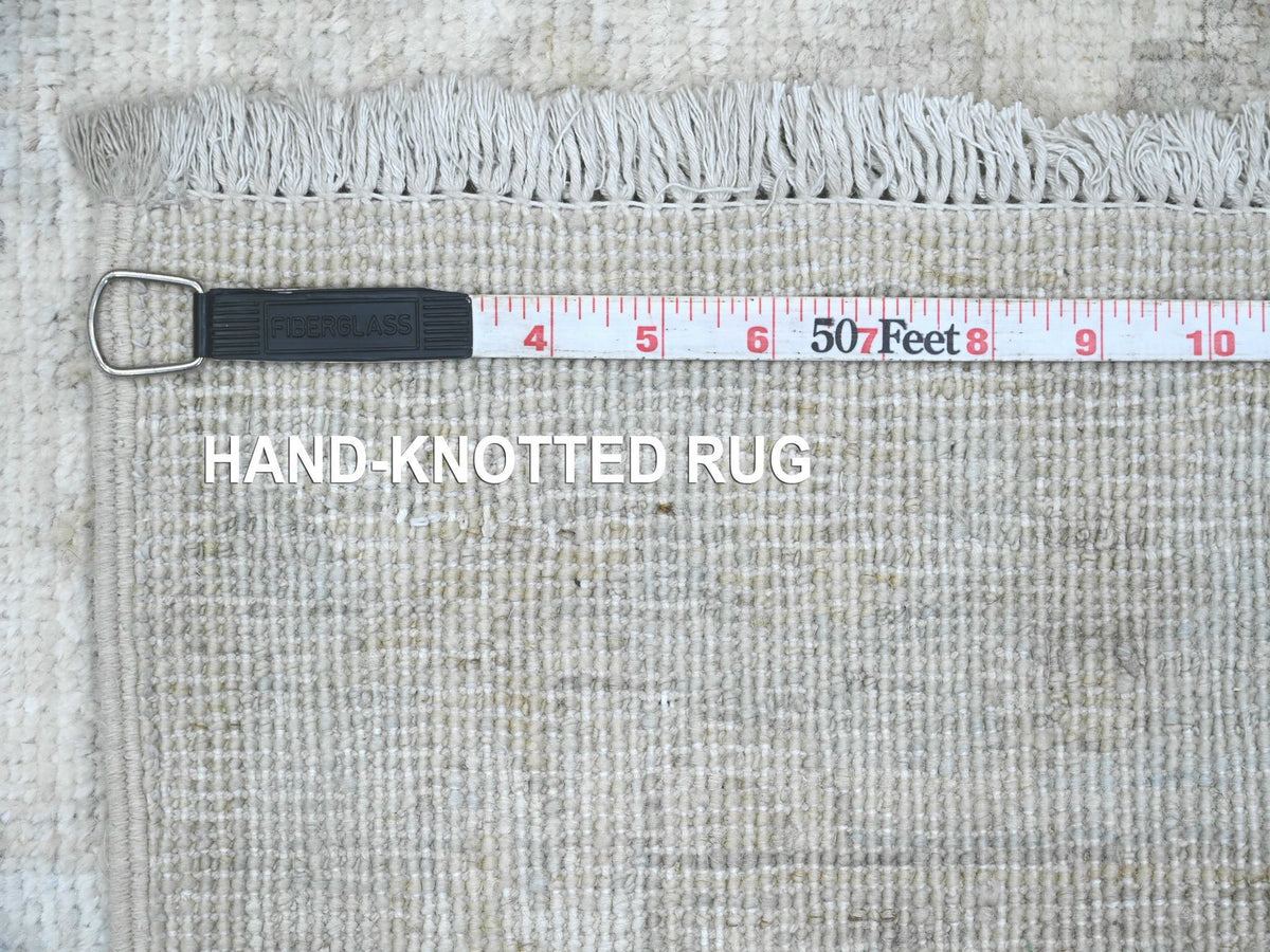 Peshawar Oushak hand-knotted wool runner in Ivory & Light Blue, 2'7" x 18'9" — SKU O020690 (view 6)