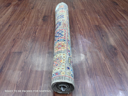 Mahal Tribal & Geometric hand-knotted wool rug in Gray, 3'11" x 5'11" — SKU O020696 (view 4)