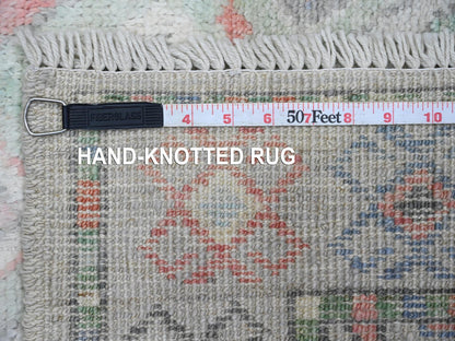 Grey 3'2" x 10'5" Oushak And Peshawar Hand knotted Wool Rug - Sku: O020699