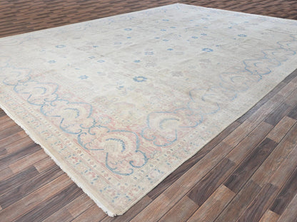 Ivory 11'11" x 17'3" Vintage Hand knotted Wool Rug - Sku: O02069