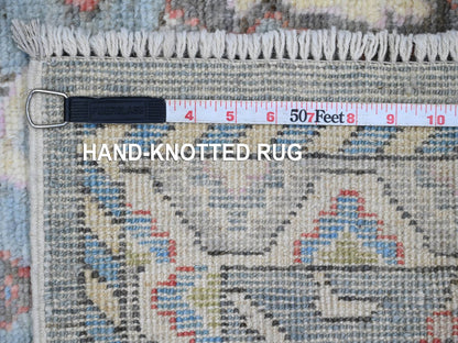 Blue 2'9" x 9'9" Oushak And Peshawar Hand knotted Wool Rug - Sku: O020701