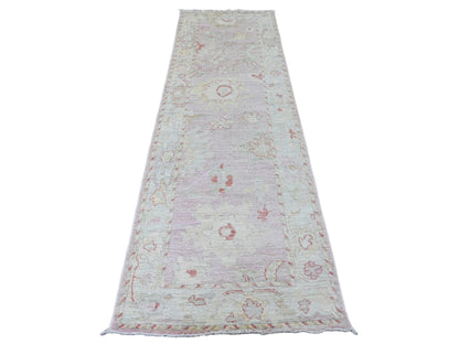 Pink 3'0" x 9'6" Oushak / Peshawar Hand knotted Wool Rug - Sku: O020702
