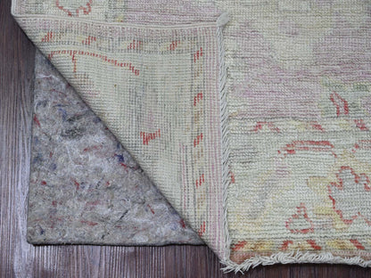 Pink 3'0" x 9'6" Oushak / Peshawar Hand knotted Wool Rug - Sku: O020702