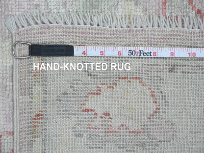 Pink 3'0" x 9'6" Oushak / Peshawar Hand knotted Wool Rug - Sku: O020702
