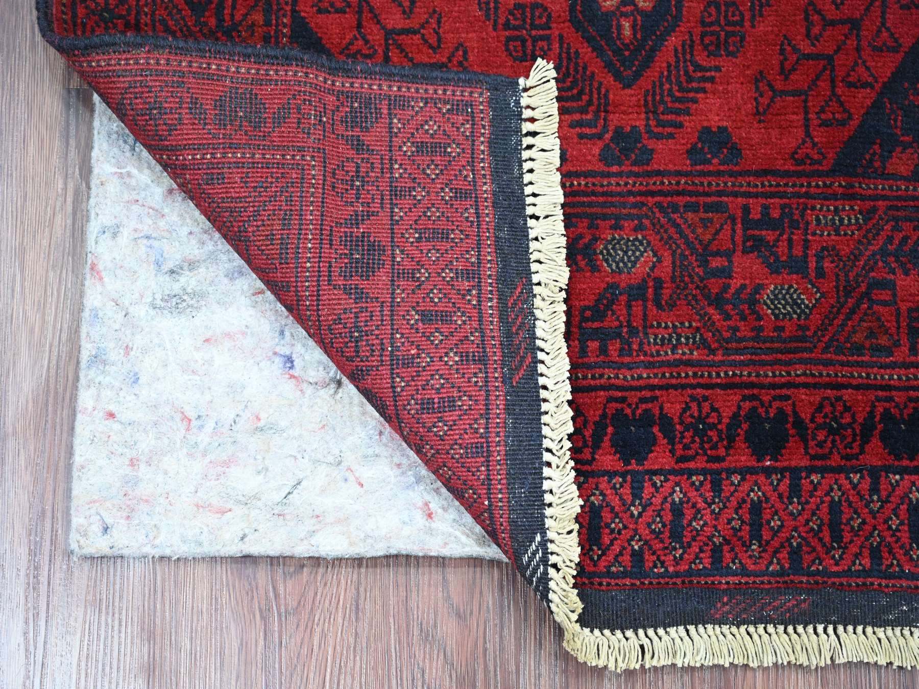 Tribal & Geometric hand-knotted wool runner in Red, 2'8" x 6'3" — SKU O020704 (view 2)
