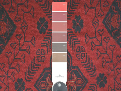 Tribal & Geometric hand-knotted wool runner in Red, 2'8" x 6'3" — SKU O020704 (view 3)