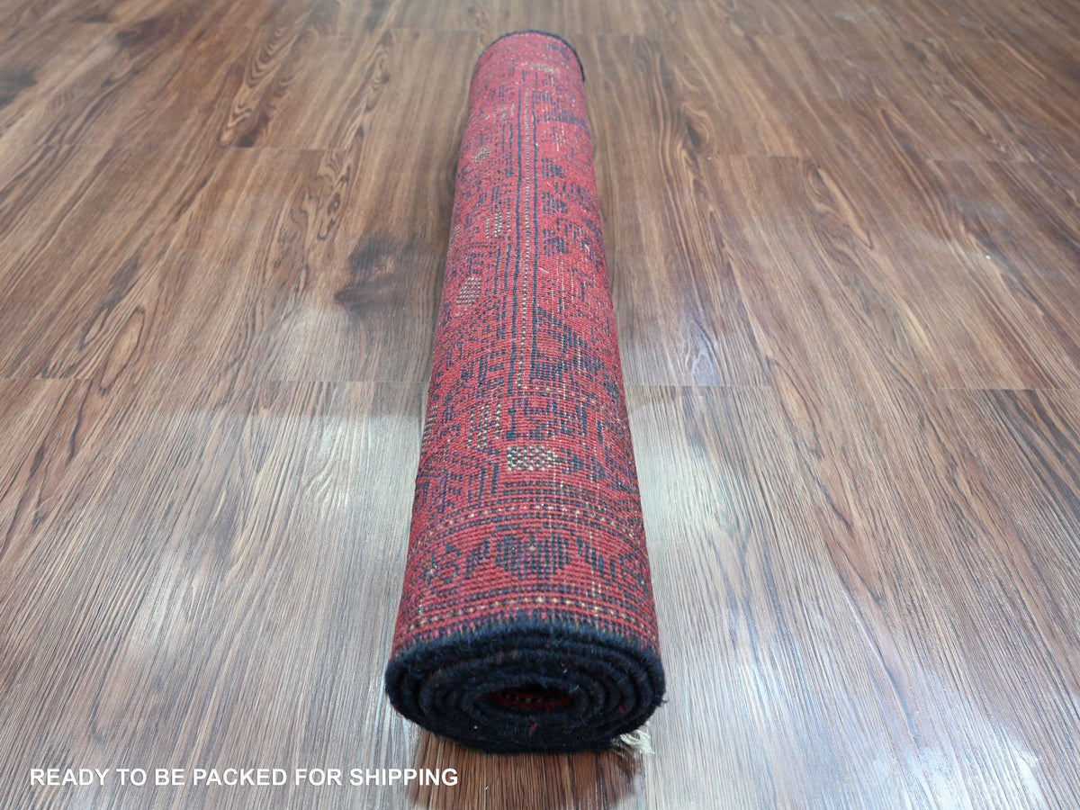 Tribal & Geometric hand-knotted wool runner in Red, 2'8" x 6'3" — SKU O020704 (view 4)
