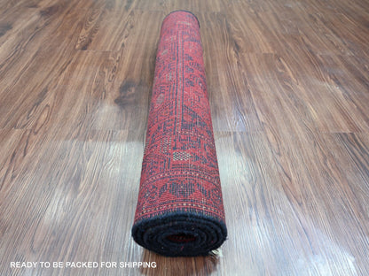 Tribal & Geometric hand-knotted wool runner in Red, 2'8" x 6'3" — SKU O020704 (view 4)
