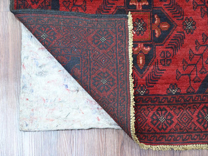 Tribal & Geometric hand-knotted wool runner in Red, 2'7" x 9'10" — SKU O020705 (view 2)