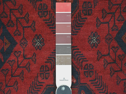 Tribal & Geometric hand-knotted wool runner in Red, 2'7" x 9'10" — SKU O020705 (view 3)