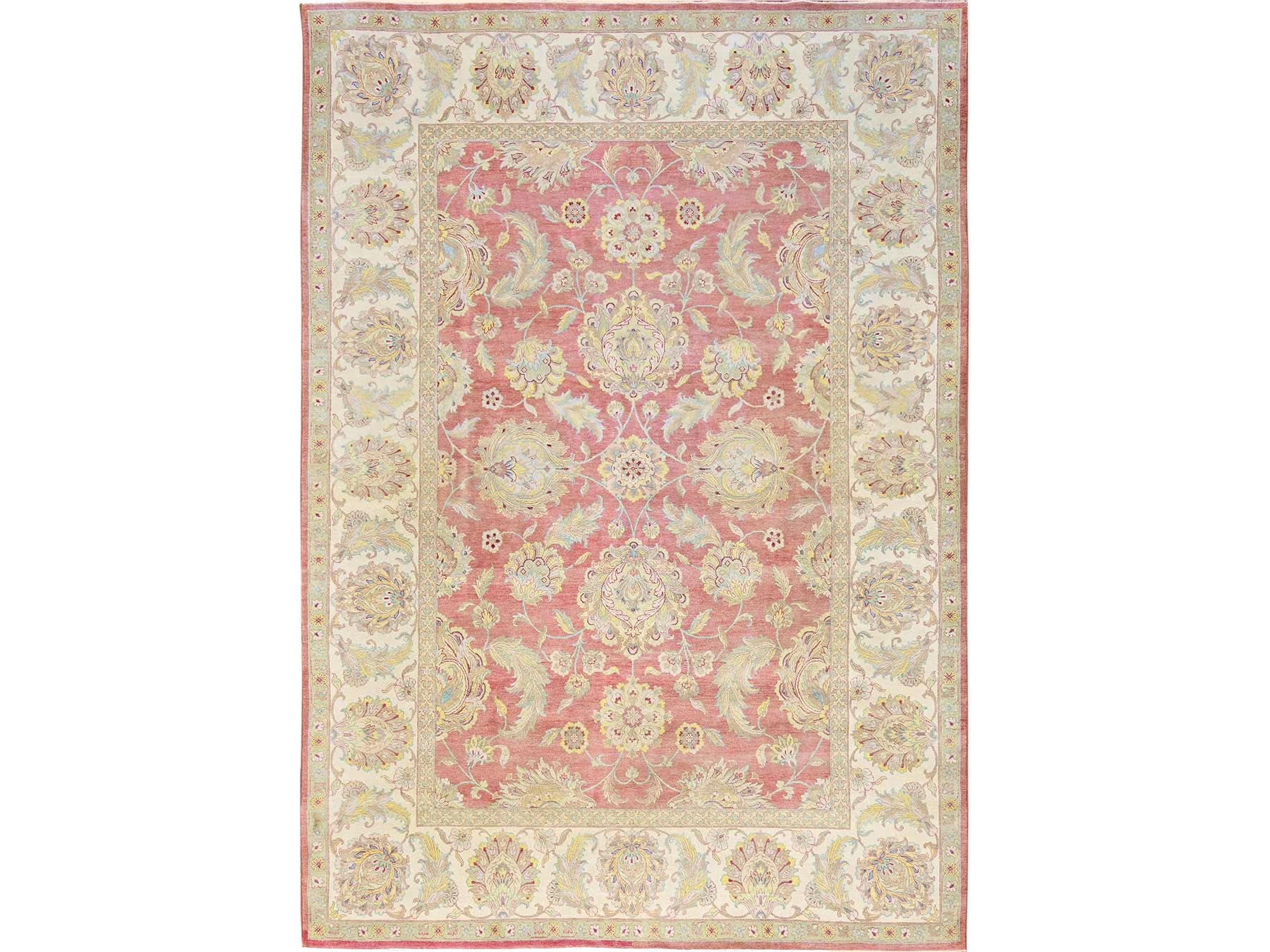 Rajasthan Vintage hand-knotted wool rug in Pink & Ivory, 10' x 14'5" — SKU O02070