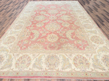 Rajasthan Vintage hand-knotted wool rug in Pink & Ivory, 10' x 14'5" — SKU O02070 (view 2)