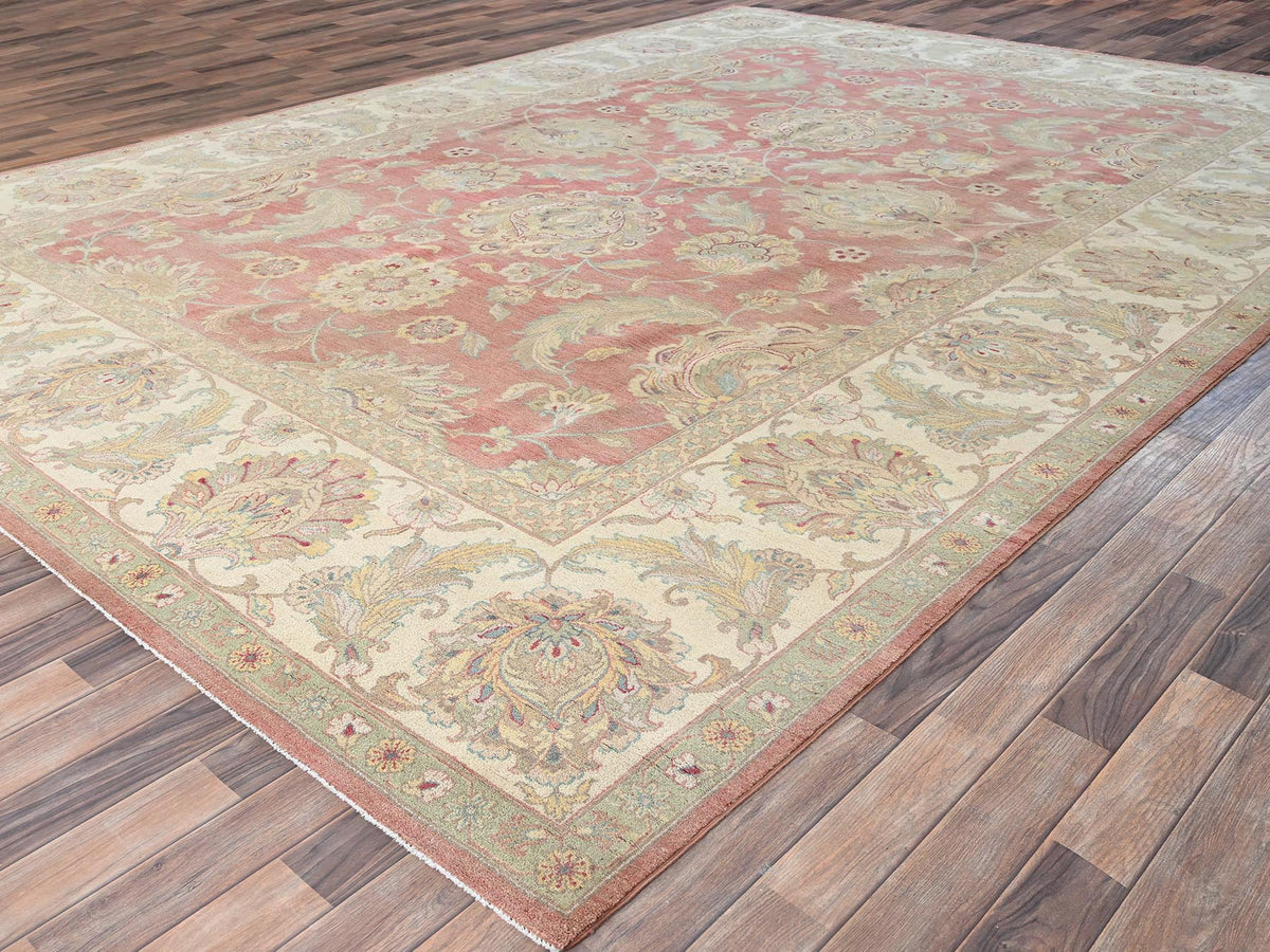 Rajasthan Vintage hand-knotted wool rug in Pink & Ivory, 10' x 14'5" — SKU O02070 (view 3)