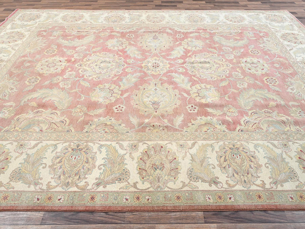 Rajasthan Vintage hand-knotted wool rug in Pink & Ivory, 10' x 14'5" — SKU O02070 (view 4)