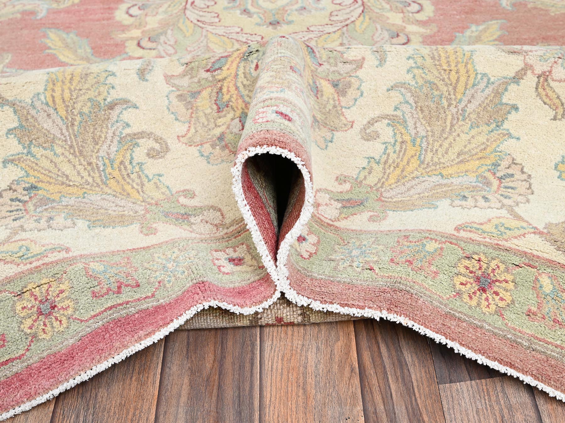 Rajasthan Vintage hand-knotted wool rug in Pink & Ivory, 10' x 14'5" — SKU O02070 (view 6)