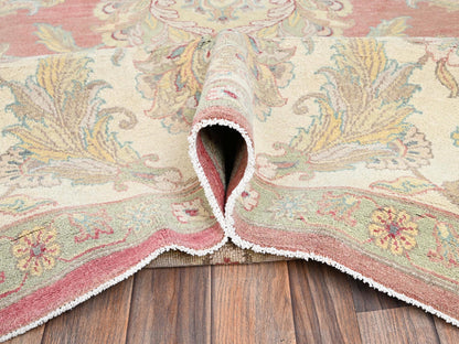 Rajasthan Vintage hand-knotted wool rug in Pink & Ivory, 10' x 14'5" — SKU O02070 (view 6)