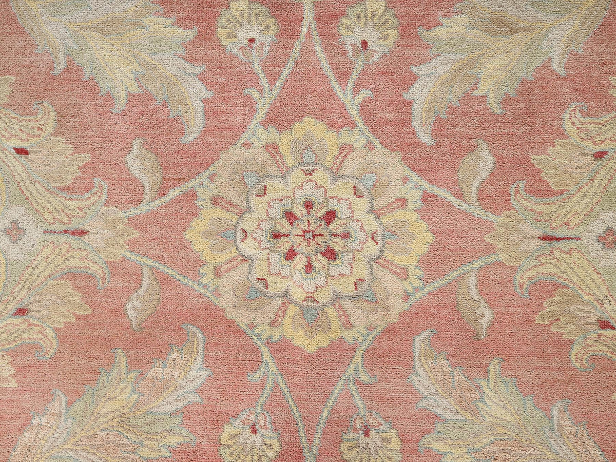 Rajasthan Vintage hand-knotted wool rug in Pink & Ivory, 10' x 14'5" — SKU O02070 (view 9)