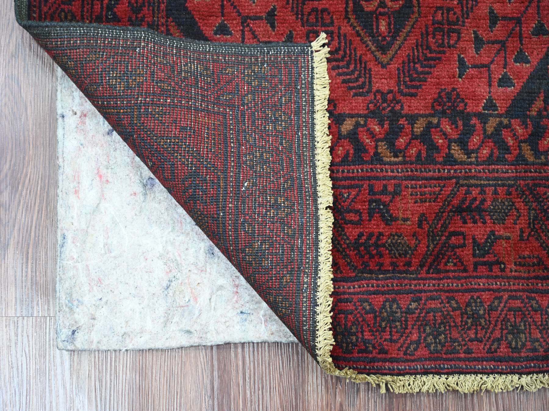 Tribal & Geometric hand-knotted wool runner in Red, 2'8" x 6'6" — SKU O020711 (view 2)