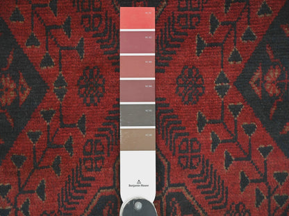 Tribal & Geometric hand-knotted wool runner in Red, 2'8" x 6'6" — SKU O020711 (view 3)