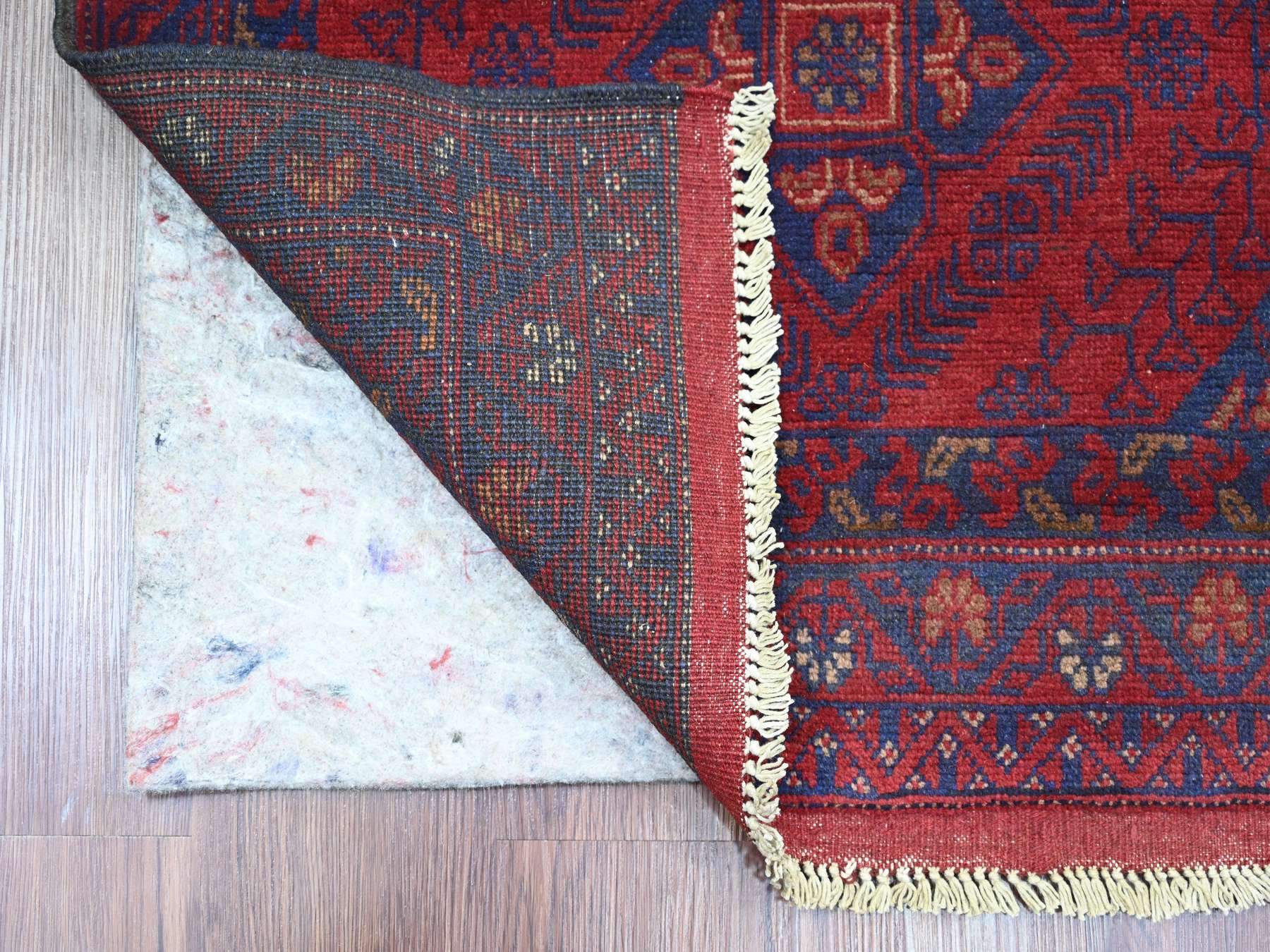 Tribal & Geometric hand-knotted wool runner in Red & Navy Blue, 2'7" x 9'8" — SKU O020716 (view 2)