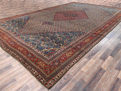 Ivory 11'6" x 18'10" Antique Hand knotted Wool Rug - Sku: O02072