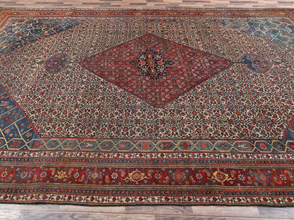 Ivory 11'6" x 18'10" Antique Hand knotted Wool Rug - Sku: O02072