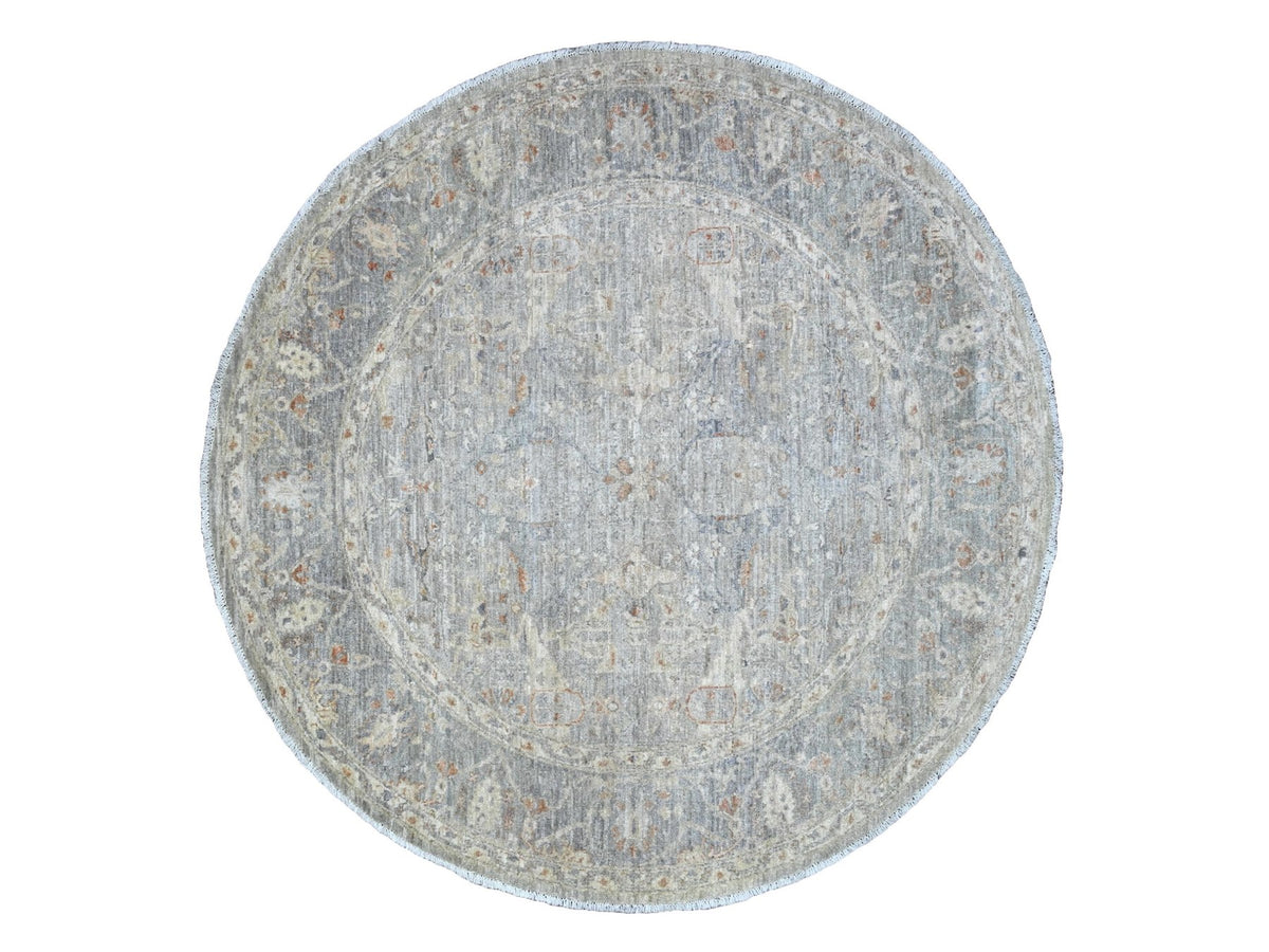 Mahal Oushak hand-knotted wool rug in Gray, 5'11" x 5'11" — SKU O020730