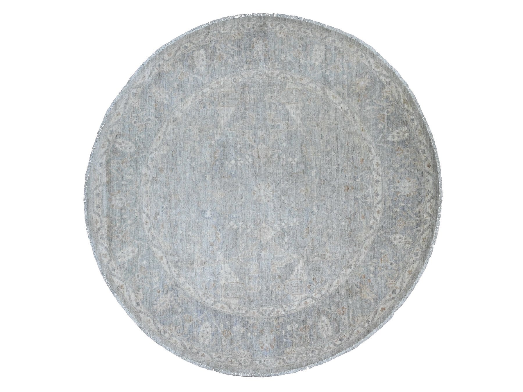 Mahal Oushak hand-knotted wool rug in Gray, 7'8" x 7'10" — SKU O020731