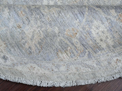 Grey 7'8" x 7'10" Oushak And Peshawar Hand knotted Wool Rug - Sku: O020731