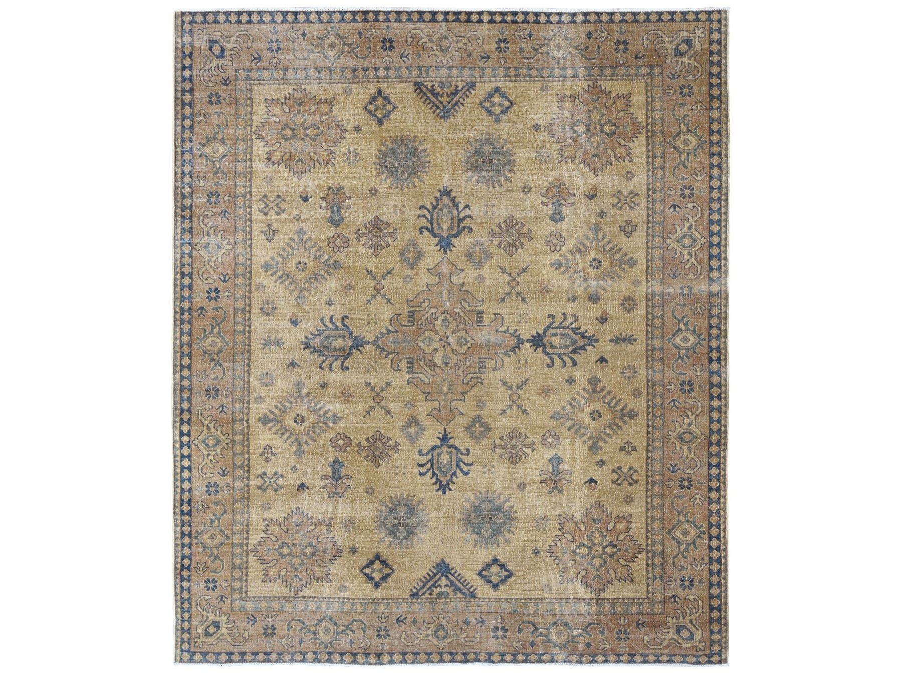 Kazak Kazak hand-knotted wool rug in Overdyed & Brown, 8' x 9'1" — SKU O020736