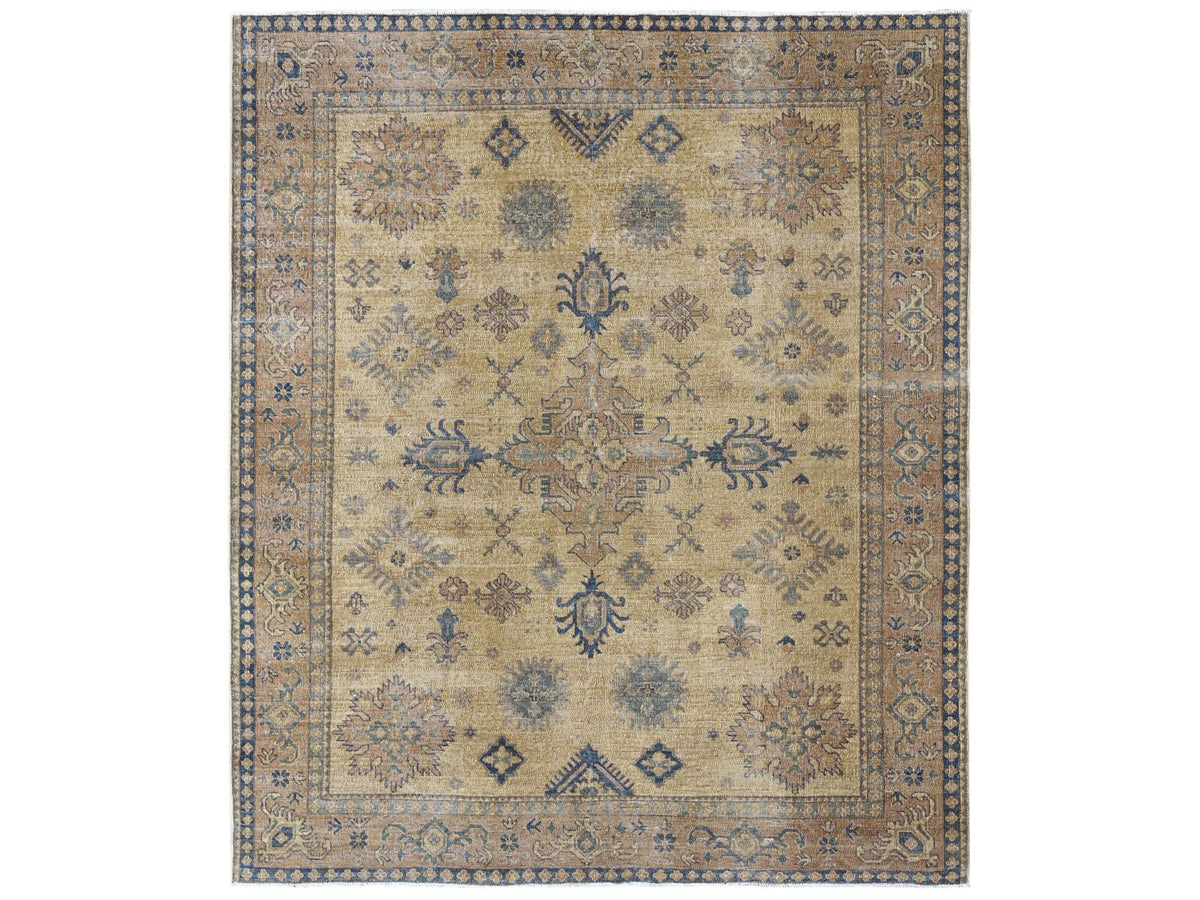 Kazak Kazak hand-knotted wool rug in Overdyed & Brown, 8' x 9'1" — SKU O020736