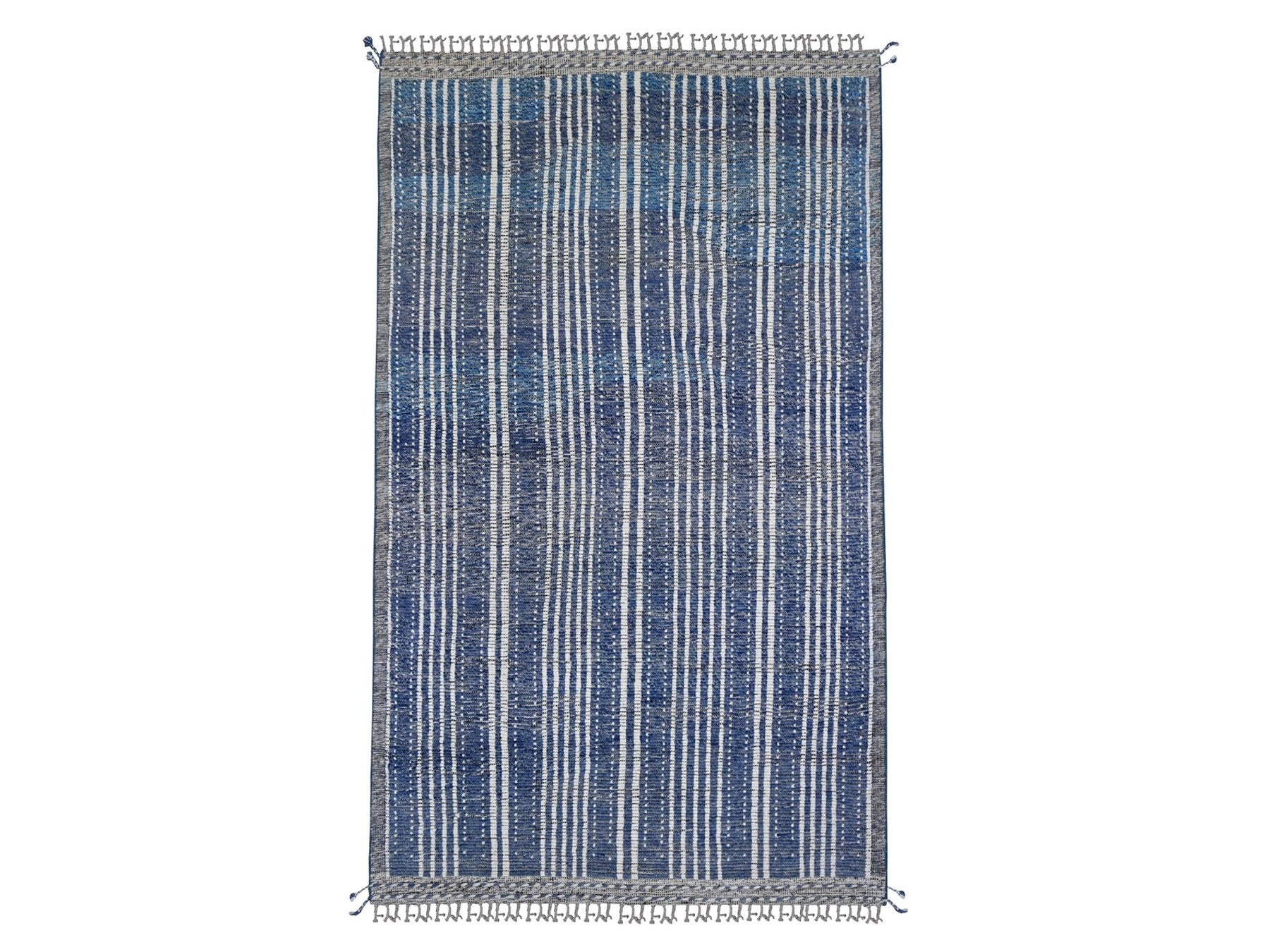 Tribal & Geometric hand-knotted wool rug in Blue & Gray, 6' x 10'4" — SKU O020741